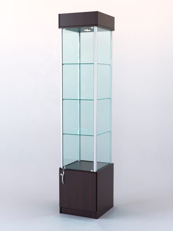 Витрина "ЛЮКС" №11 с подсветкой (задняя стенка - стекло) Дуб Сорано черно-коричневый H1137 ST11