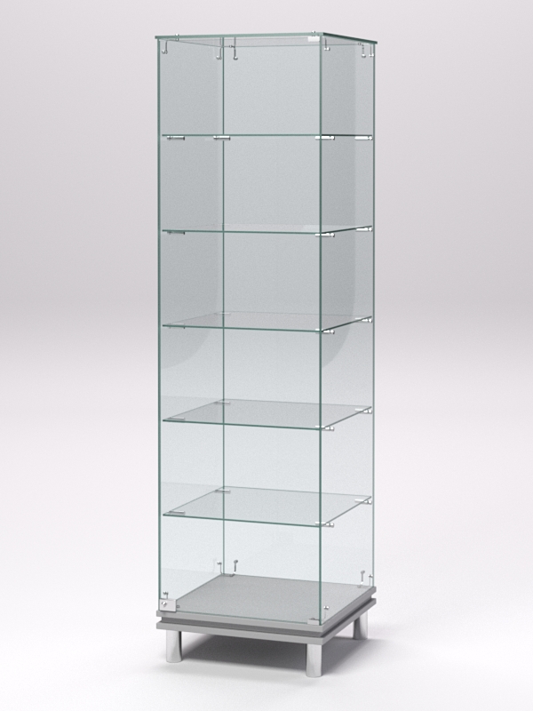 Витрина стеклянная "ПРИМАВЕРА МОДЕРН" №501 (с дверкой, задняя стенка - стекло) Серый