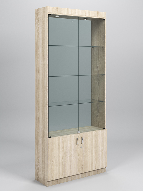 Витрина №300-2 (с дверками, задняя стенка - стекло) Дуб Сонома