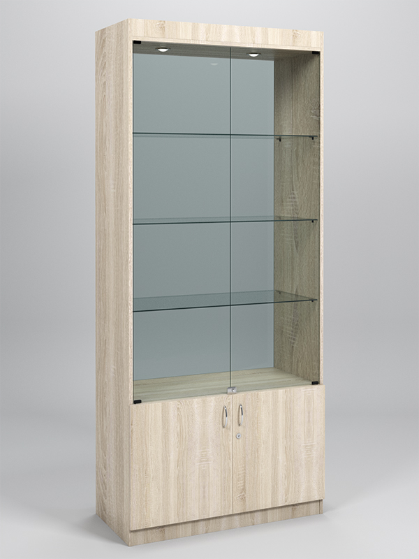 Витрина №1-2 (с дверками, задняя стенка - стекло) Дуб Сонома