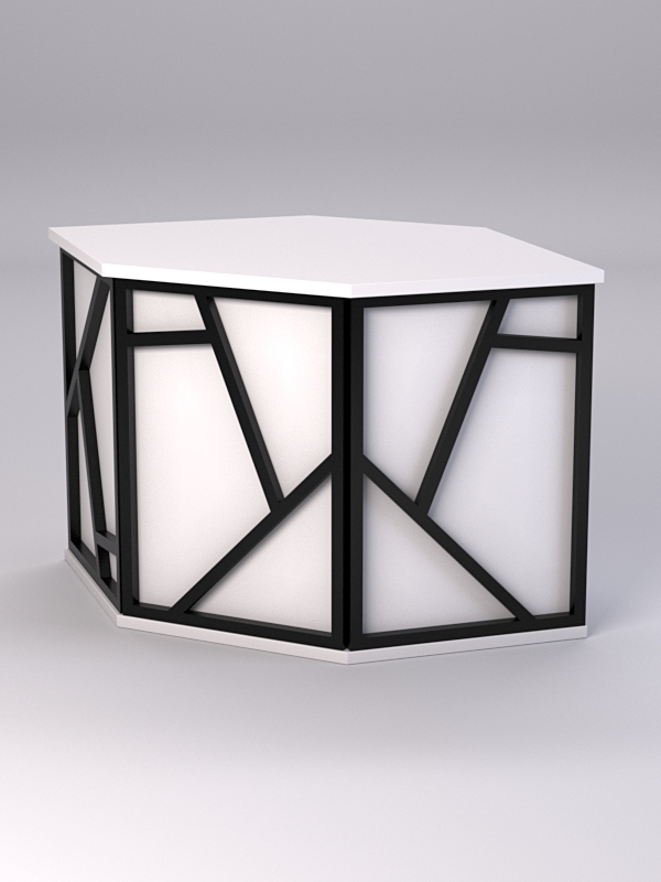Ресепшен - стол угловой "РОК" №3 (декор комбо) Белый