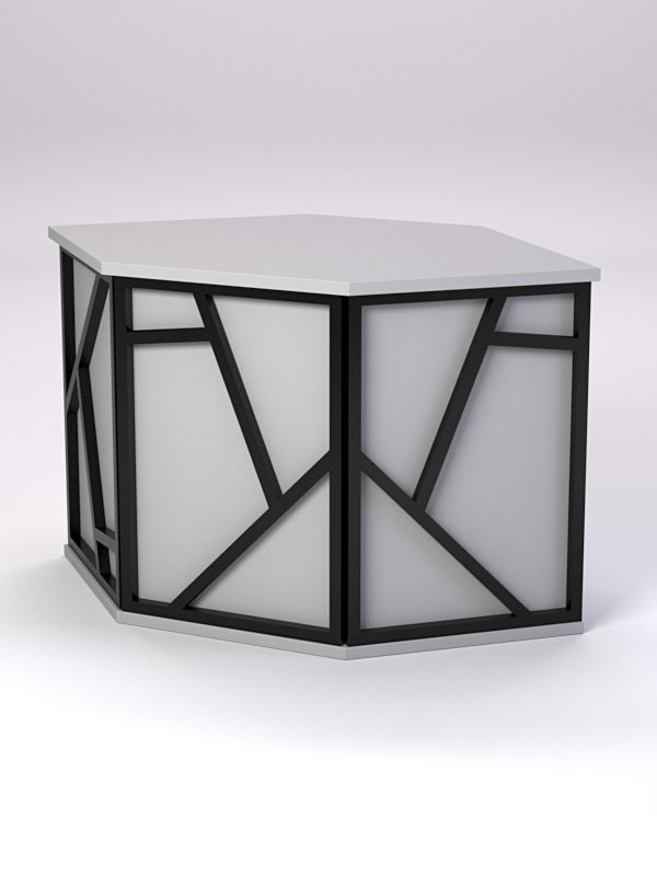 Ресепшен - стол угловой "РОК" №3 (декор комбо) Серый