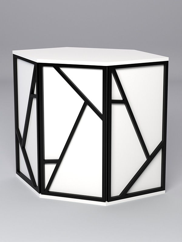 Торговый стол-прилавок шестигранный серии РОК №15 Белый