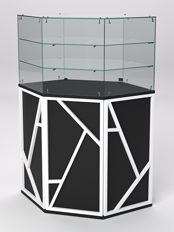 Торговый прилавок со стеклянной надставкой серии РОК №18 Черный