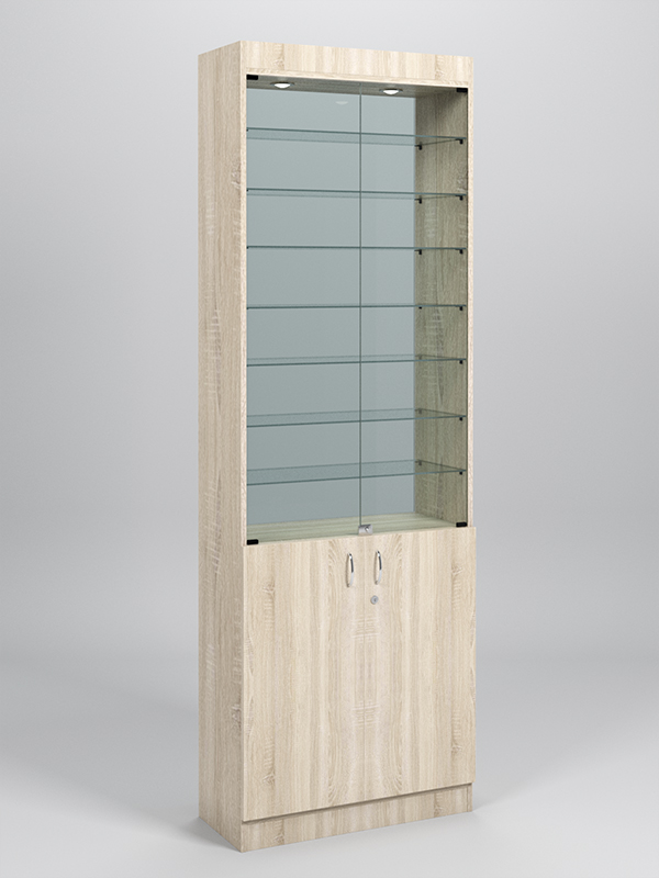 Витрина №6-2 (с дверками, задняя стенка - стекло) Дуб Сонома