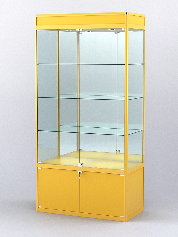 Витрина "АЛПРО" №1-400-3 (задняя стенка - зеркало)  Желтый