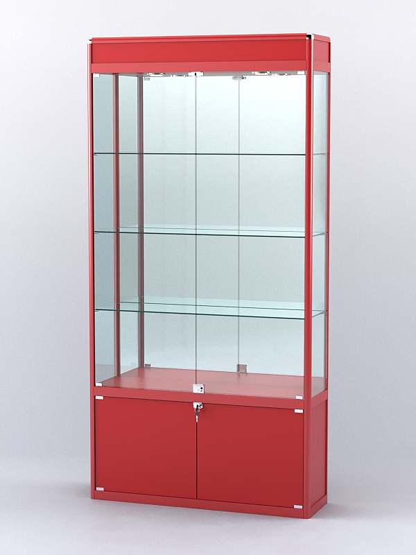 Витрина "АЛПРО" №1-300-3 (задняя стенка - зеркало)  Красный
