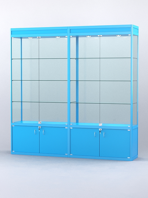 Витрина "АЛПРО" №1-2м-400-2 (задняя стенка - стекло) Голубой