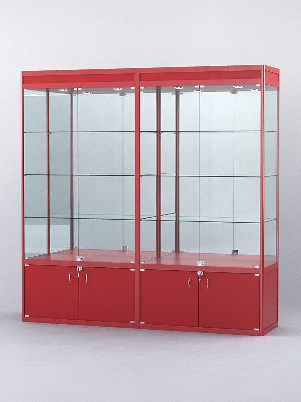 Витрина "АЛПРО" №1-2м-500-3 (задняя стенка - зеркало)  Красный