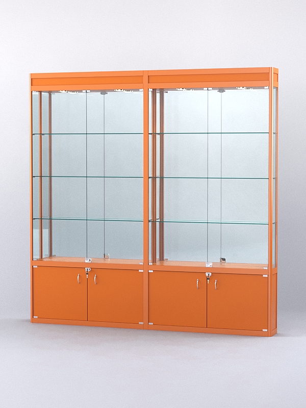 Витрина "АЛПРО" №1-2м-200-3 (задняя стенка - зеркало)  Оранжевый