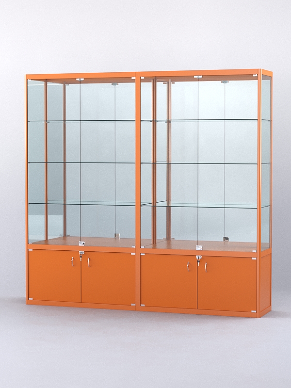 Витрина "АЛПРО" №2-2м-400-3 (задняя стенка - зеркало) Оранжевый