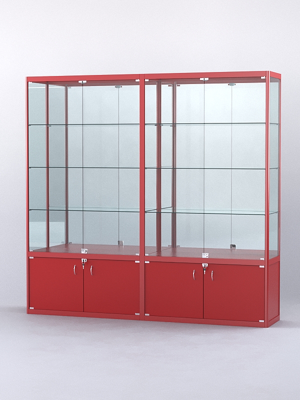 Витрина "АЛПРО" №2-2м-400-3 (задняя стенка - зеркало) Красный