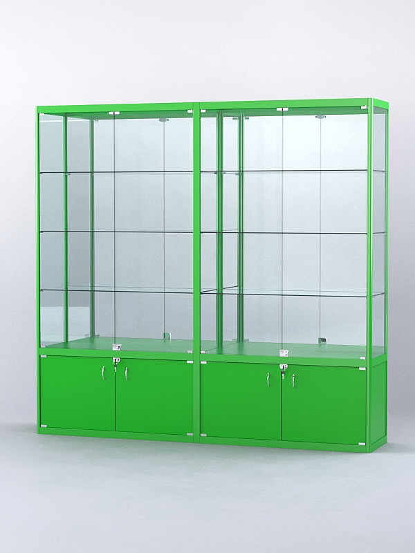 Витрина "АЛПРО" №2-2м-400-3 (задняя стенка - зеркало) Зеленый