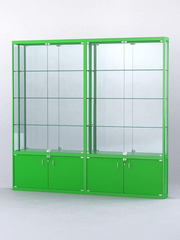 Витрина "АЛПРО" №2-2м-200-3 (задняя стенка - зеркало) Зеленый