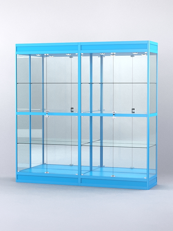 Витрина "АЛПРО" №3-2м-500-3 (задняя стенка - зеркало)  Голубой