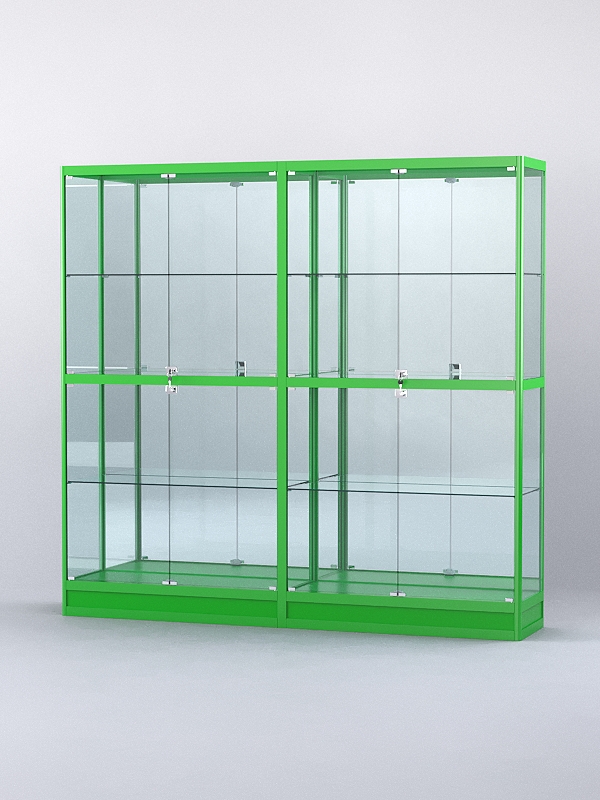 Витрина "АЛПРО" №4-2м-400-3 (задняя стенка - зеркало)  Зеленый