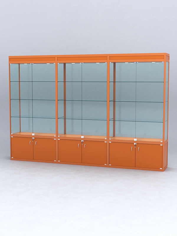 Витрина "АЛПРО" №1-3м-400-2 (задняя стенка - стекло)  Оранжевый