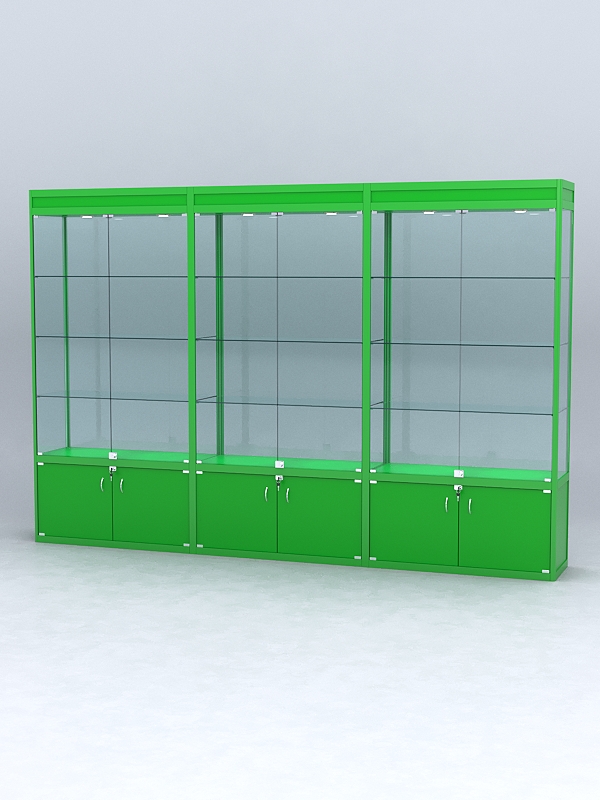 Витрина "АЛПРО" №1-3м-400-2 (задняя стенка - стекло)  Зеленый