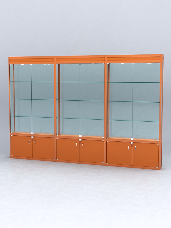 Витрина "АЛПРО" №1-3м-200-2 (задняя стенка - стекло)  Оранжевый