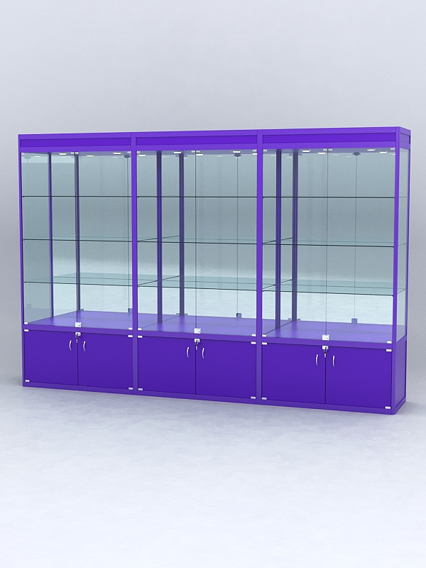 Витрина "АЛПРО" №1-3м-500-3 (задняя стенка - зеркало)  Фиолетовый