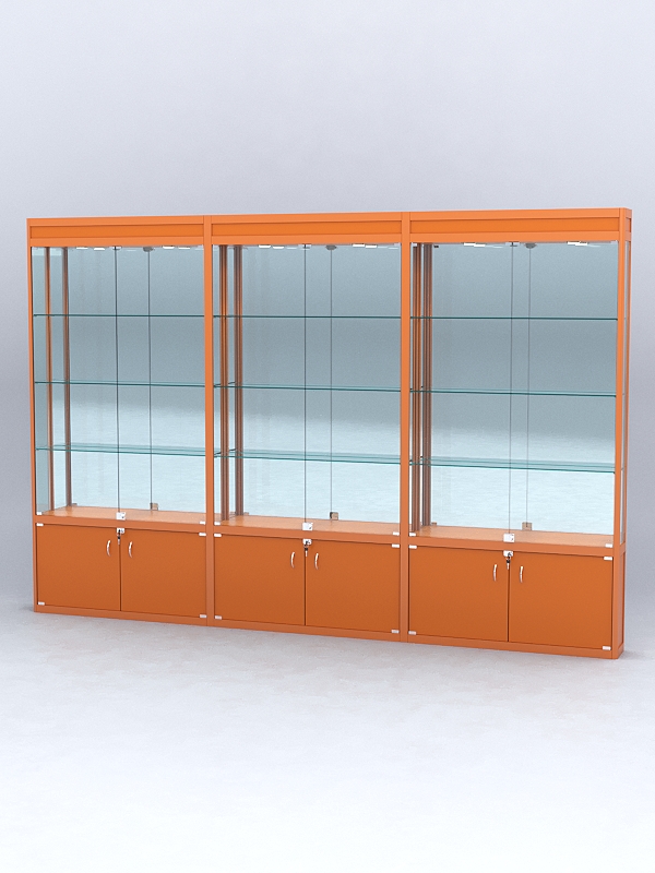 Витрина "АЛПРО" №1-3м-200-3 (задняя стенка - зеркало)  Оранжевый