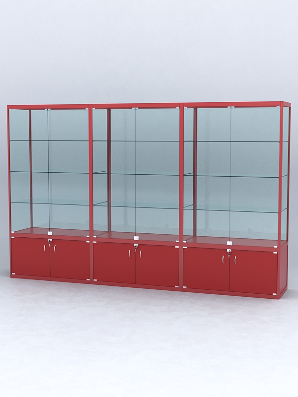 Витрина "АЛПРО" №2-3м-500-2 (задняя стенка - стекло) Красный