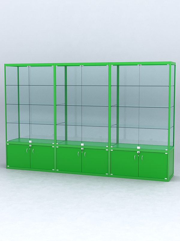 Витрина "АЛПРО" №2-3м-500-2 (задняя стенка - стекло) Зеленый