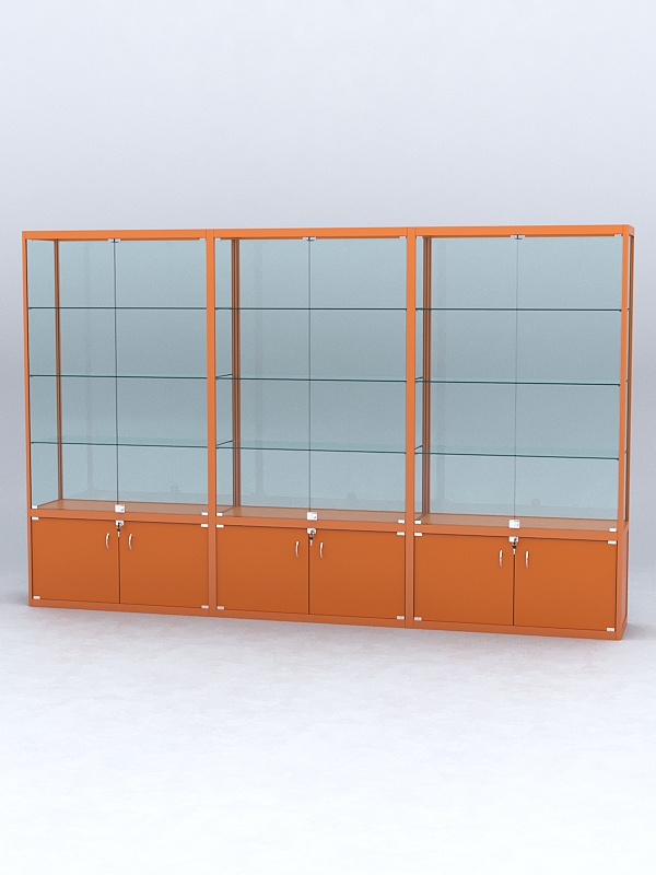 Витрина "АЛПРО" №2-3м-400-2 (задняя стенка - стекло) Оранжевый