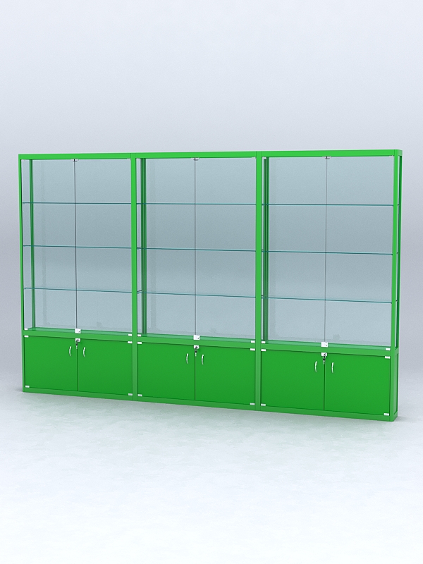 Витрина "АЛПРО" №2-3м-200-2 (задняя стенка - стекло) Зеленый