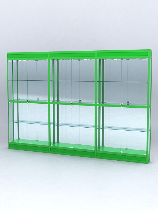 Витрина "АЛПРО" №3-3м-200-3 (задняя стенка - зеркало) Зеленый