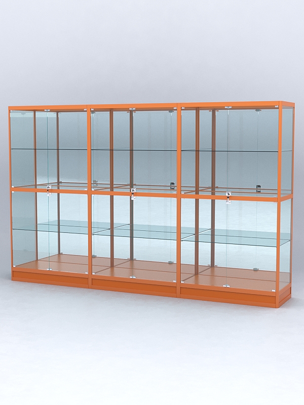 Витрина "АЛПРО" №4-3м-500-3 (задняя стенка - зеркало)  Оранжевый