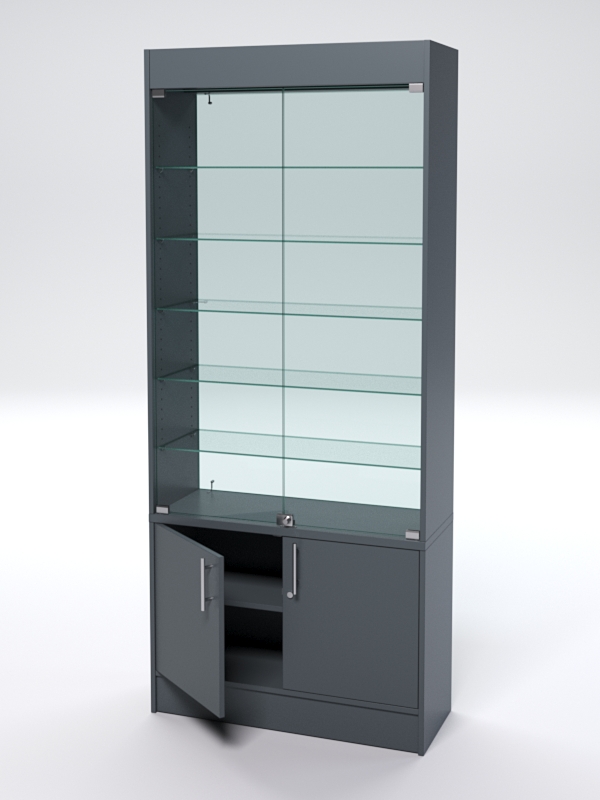 Витрина пристенная аптечная задняя стенка стекло ВПАС-210 Темно-серый