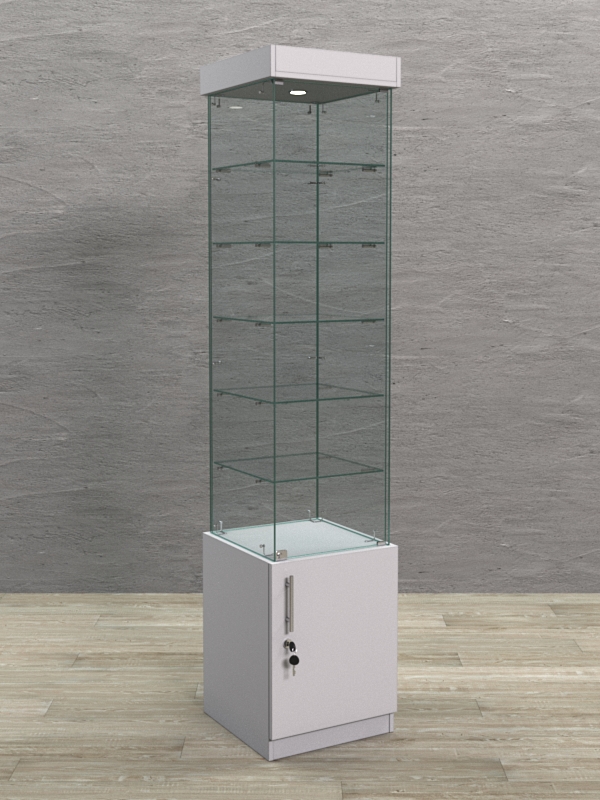 Витрина стеклянная "КРАСА" №502 (с дверкой, задняя стенка - стекло)  Серый
