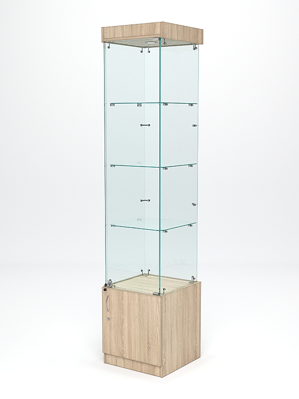 Витрина стеклянная "ИСТРА" №2 (с дверкой, задняя стенка - стекло)  Дуб Сонома
