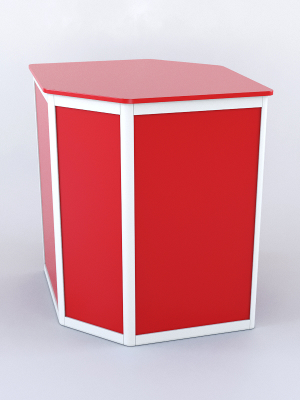 Прилавок из профиля угловой шестигранный №1 (с дверками) Красный + Белый