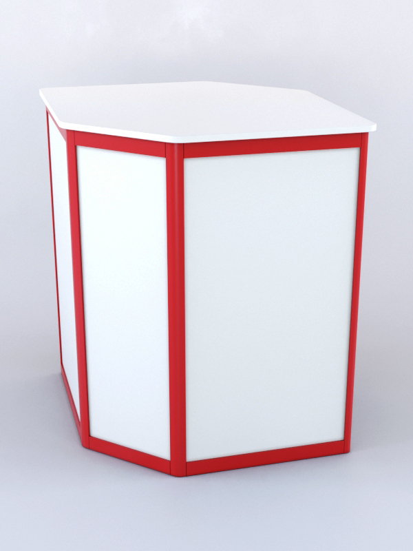 Прилавок из профиля угловой шестигранный №1 (с дверками) Белый + Красный