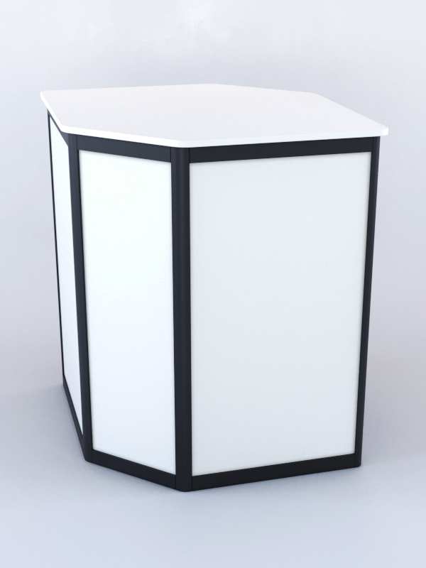 Прилавок из профиля угловой шестигранный №1 (с дверками) Белый + Черный
