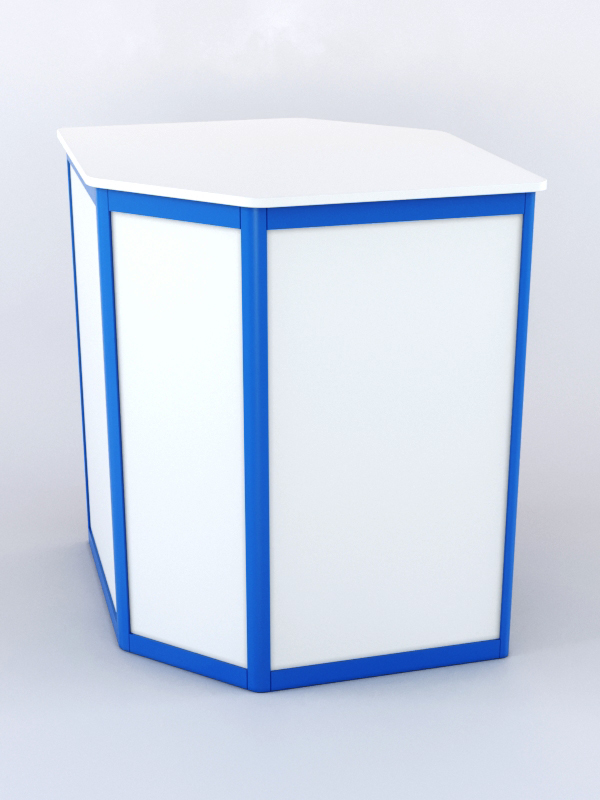Прилавок из профиля угловой шестигранный №1 (с дверками) Белый + Дефолд голубой