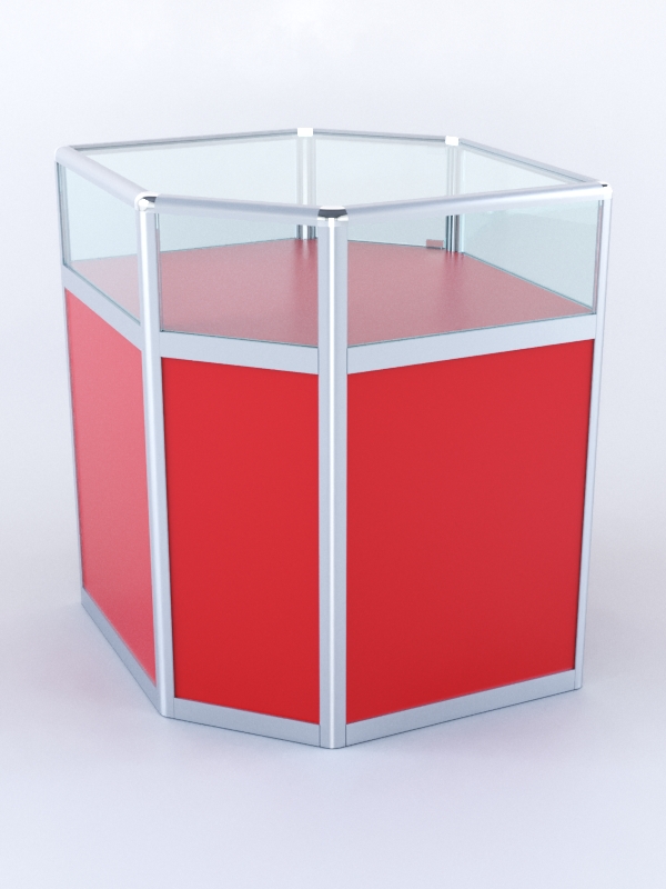 Прилавок из профиля угловой шестигранный №2 (с дверками) Красный 0149 BS