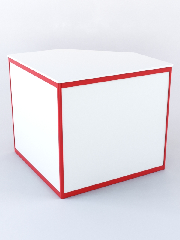 Прилавок из профиля угловой пятигранный №1 (с дверками) Белый + Красный