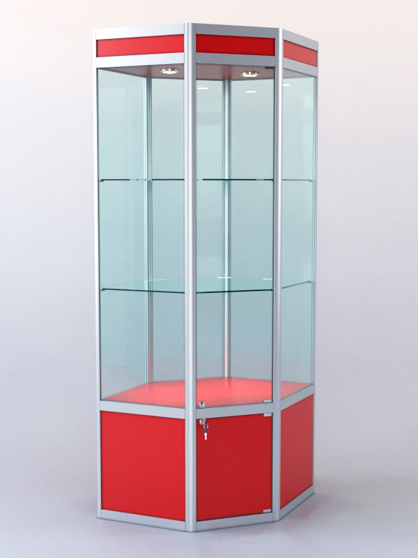 Витрина "УГЛОВАЯ" №5 (закрытая, задняя стенка - стекло) метровая Красный 0149 BS