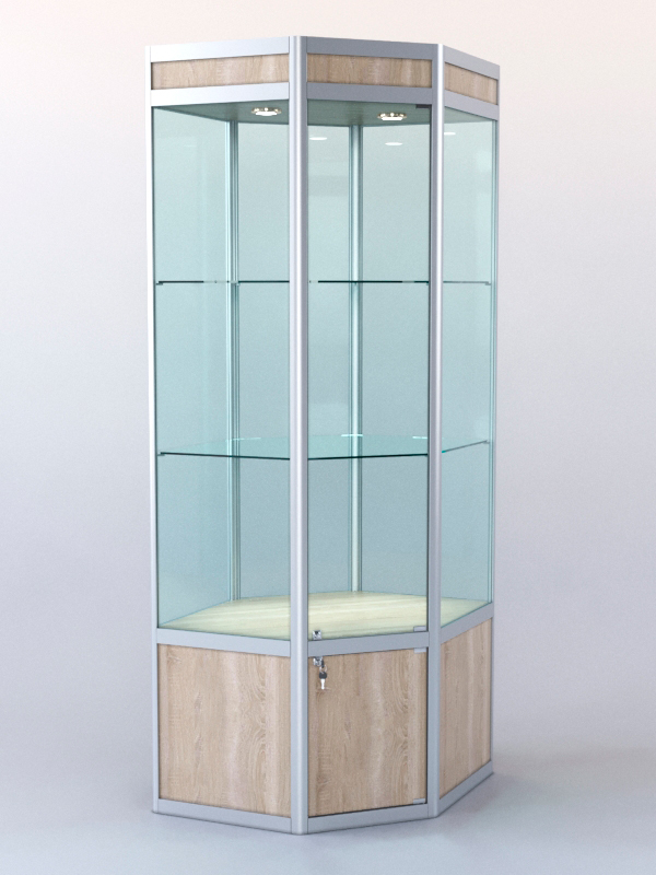 Витрина "УГЛОВАЯ" №5 (закрытая, задняя стенка - стекло) метровая Дуб Сонома