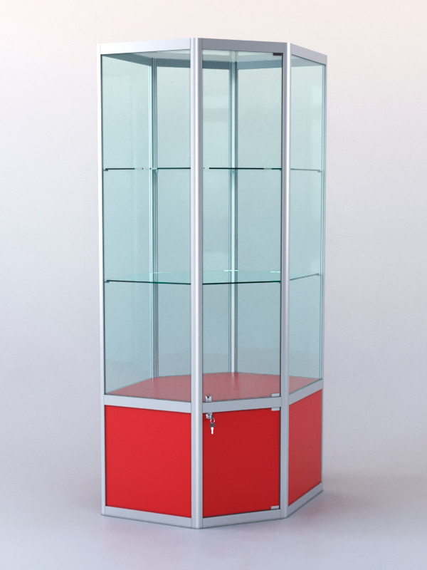 Витрина "УГЛОВАЯ" №6 (закрытая, задняя стенка - стекло) метровая Красный 0149 BS