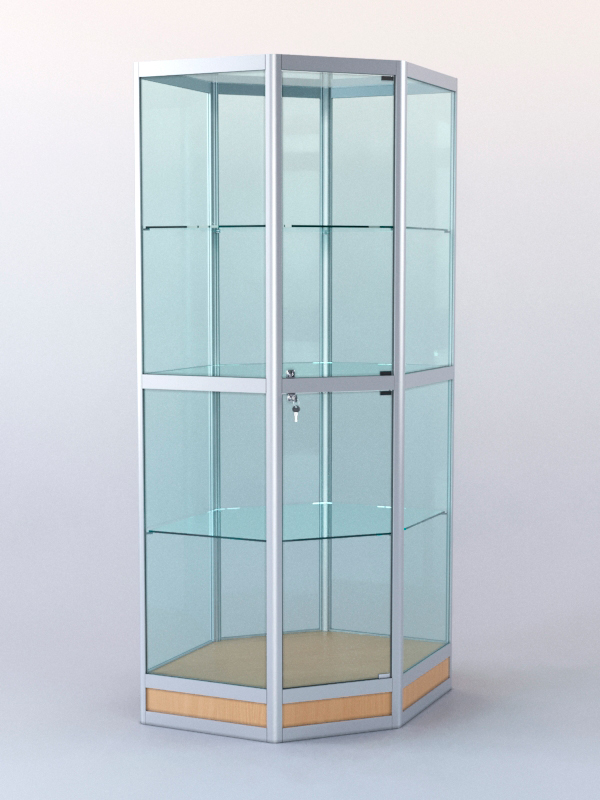 Витрина "УГЛОВАЯ" №8 (закрытая, задняя стенка - стекло) метровая Бук Бавария