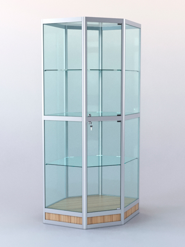 Витрина "УГЛОВАЯ" №8 (закрытая, задняя стенка - стекло) метровая Кокоболо натуральный Н3012 ST22