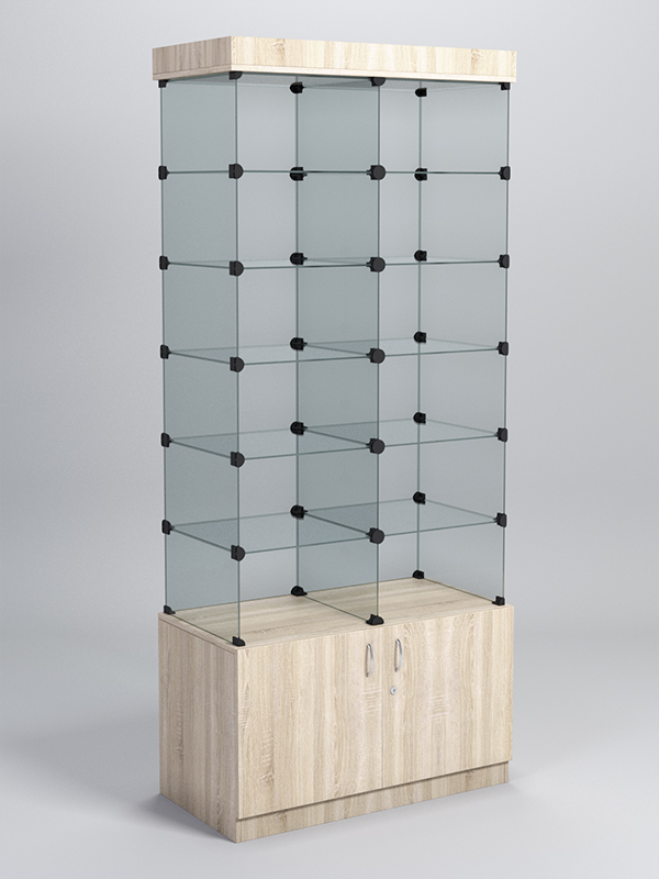 Витрина стеклянная "КУБ" №503 (без дверок, передняя стенка - стекло) Дуб Сонома