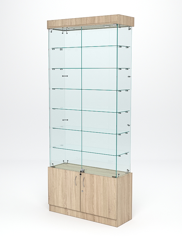 Витрина стеклянная "ИСТРА" №31 (с дверками, задняя стенка - стекло)  Дуб Сонома