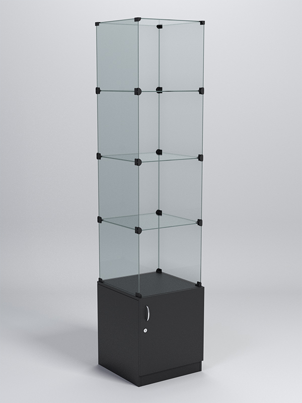 Витрина стеклянная "КУБ" №106 стаканчик (без дверок, передняя стенка - стекло) Черный