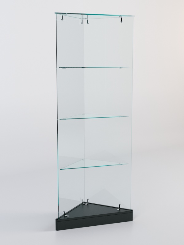 Витрина стеклянная "ИСТРА" угловая №2ХП-У трехгранная (без дверок, бока - стекло) Черный