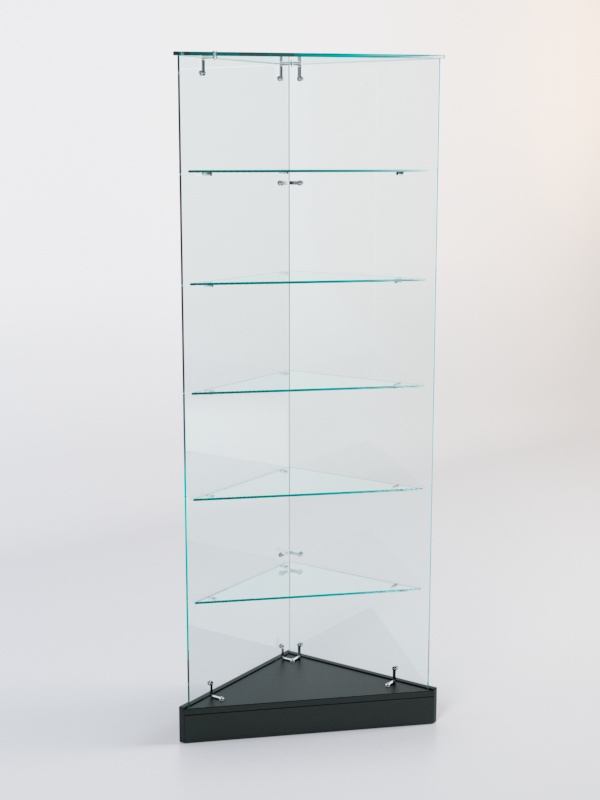 Витрина стеклянная "ИСТРА" угловая №502ХП-У трехгранная (без дверок, бока - стекло) Черный